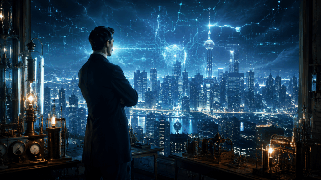 Nikola Tesla, ao comentar sobre o avanço da tecnologia e da humanidade, afirmou: “O desenvolvimento progressivo do homem depende vitalmente da invenção.”