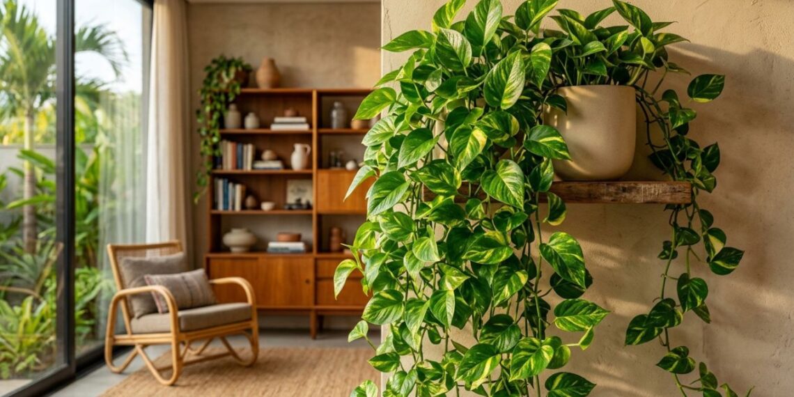 Para a jiboia durar anos: o macete não é trocar a planta de vaso todo mês, mas cortar os galhos esticados sem folhas para forçar o volume novo perto da raiz