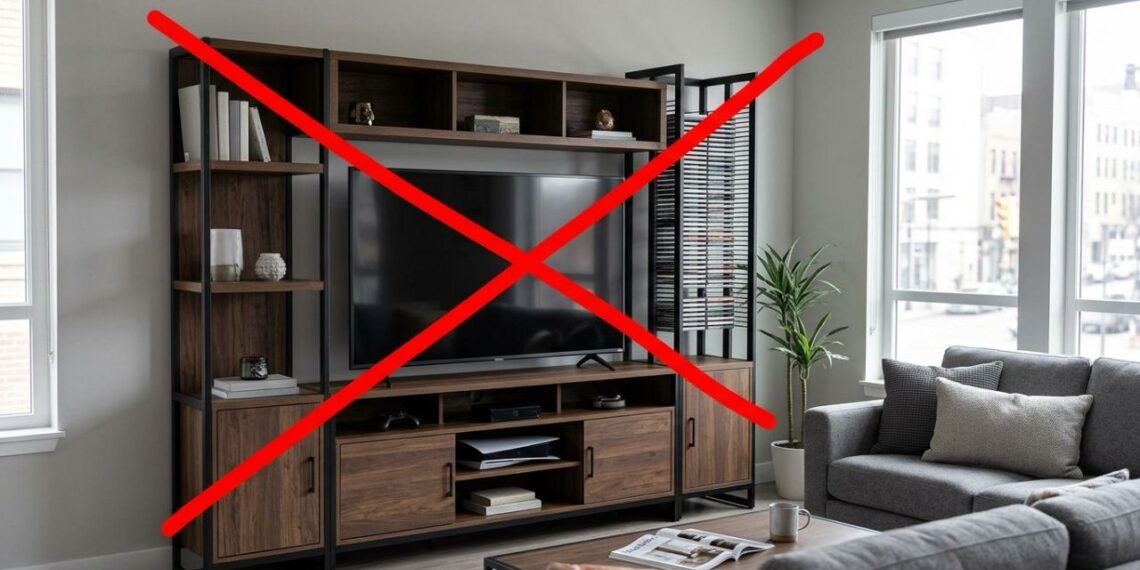 Adeus aos painéis de televisão gigantes com rack acoplado que ocupam a parede toda da sala: as tendências de estantes leves de estrutura metálica que vão dominar em 2026