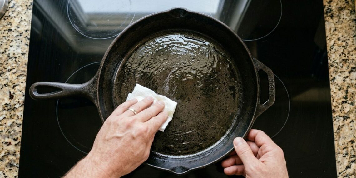 Como limpar ferrugem de frigideiras de ferro fundido antigas: veja como deixá-las prontas para o uso esfregando sal grosso com uma escova de cerdas duras