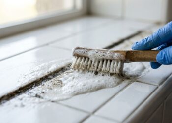 Como limpar o lodo rosa acumulado nos cantos do rejunte do chuveiro: veja como deixá-lo branco de novo usando uma escova de dentes e pasta de bicarbonato com água oxigenada