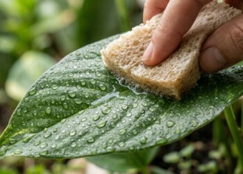 A mistura caseira de água com bicarbonato de sódio que limpa as folhas e ajuda as plantas a respirarem melhor