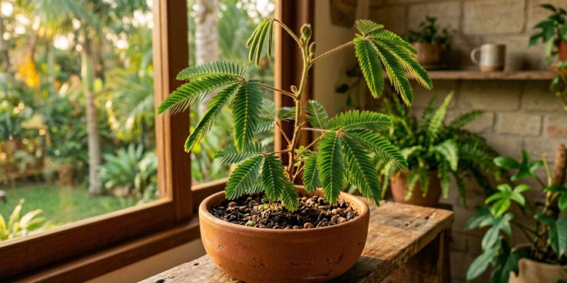 A planta sensitiva que não precisa de espinhos para se defender e tem impressionado as visitas ao fechar todas as folhas rapidamente quando é tocada