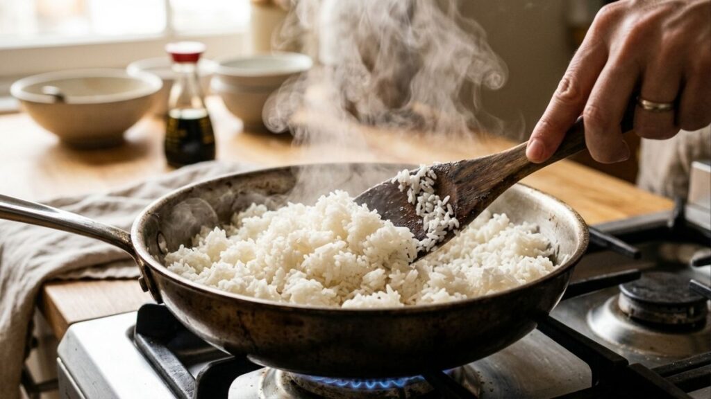 O que significa "arroz refogado" e por que isso altera tanto o resultado?