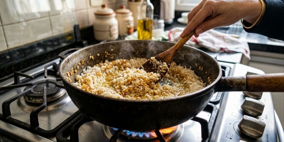 O que significa "arroz refogado" e por que isso altera tanto o resultado?