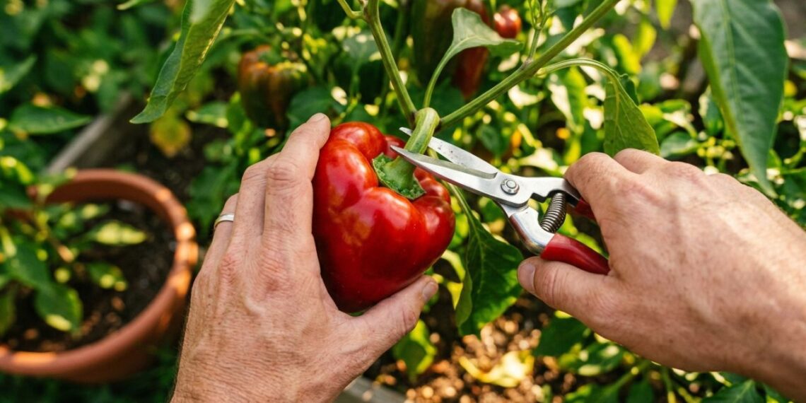Como podar o pé de pimentão para obter uma colheita contínua removendo sem pena os primeiros botões florais para forçar o desenvolvimento das raízes primeiro