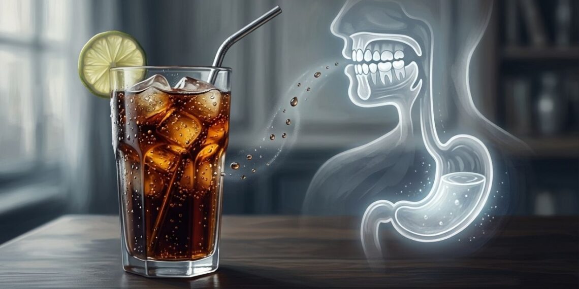 Que efeitos o consumo regular de refrigerante de cola causa no estômago e também no esmalte dos dentes?