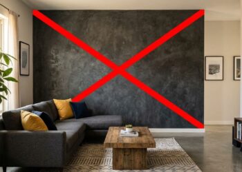 Adeus à parede pintada de cimento queimado escuro: a tendência minimalista para renovar a sala em um dia