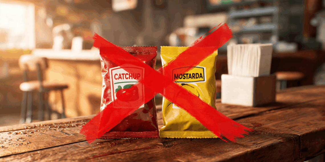 Adeus aos sachês de plástico para molhos e mel: bares e restaurantes terão até agosto para retirá-los de circulação