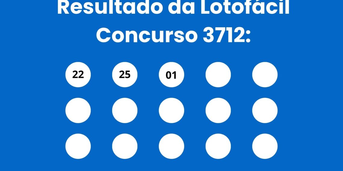 Números sorteados do resultado da Lotofácil 3712 — terça-feira, 16 de junho de 2026
