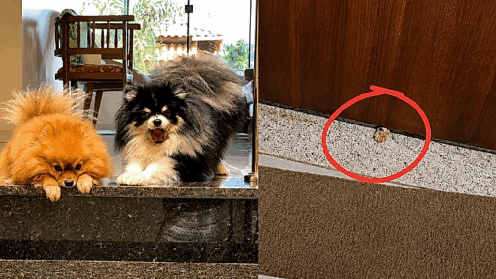 Gatinha debochada faz truque por baixo da porta e provoca a ira dos vizinhos Spitz