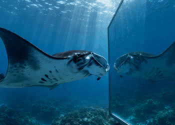 A manta-raia que passa horas em frente a superfícies reflexivas em comportamento que os cientistas só observavam em grandes primatas