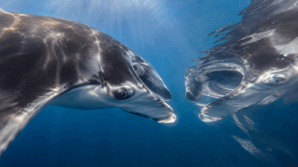A manta-raia que passa horas em frente a superfícies reflexivas em comportamento que os cientistas só observavam em grandes primatas