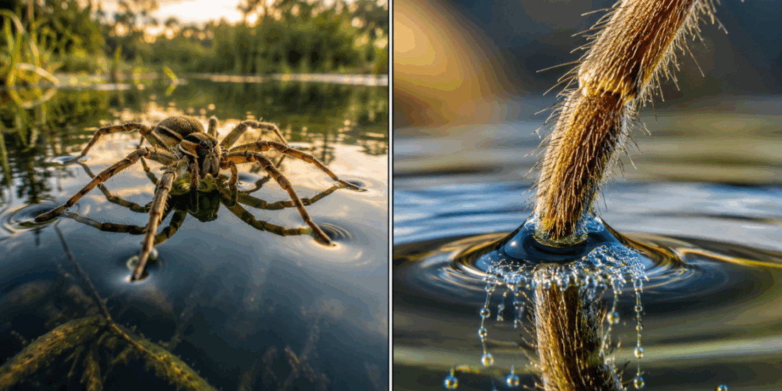 A aranha que consegue caminhar na água como se fosse uma superfície sólida