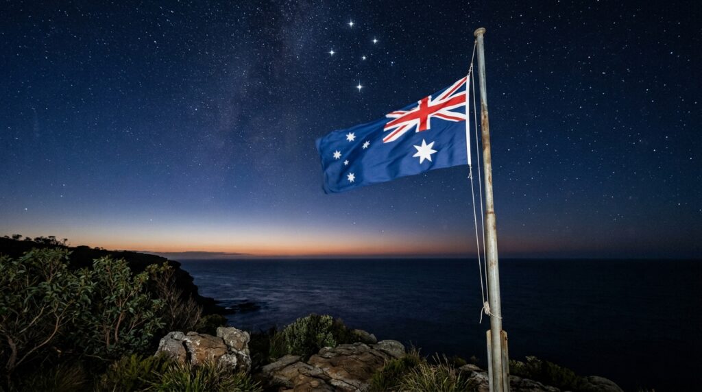Por que a bandeira da Austrália tem azul, branco e o União Jack, e qual a origem real dessa Cruz do Sul que poucos entendem?
