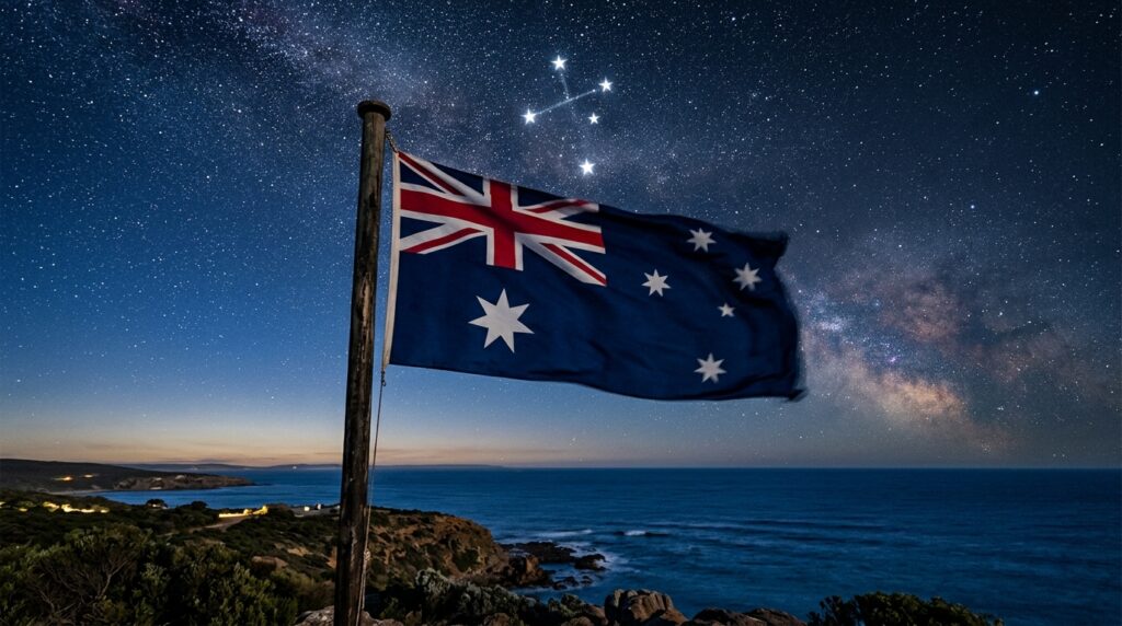 Por que a bandeira da Austrália tem azul, branco e o União Jack, e qual a origem real dessa Cruz do Sul que poucos entendem?