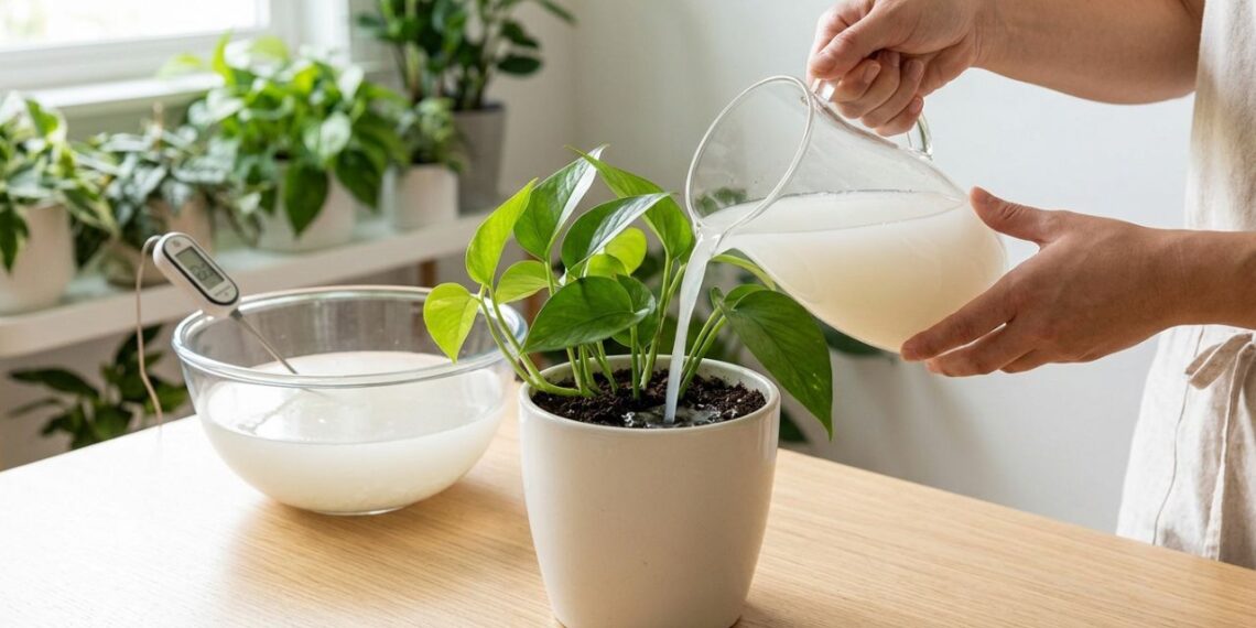 O truque simples da vovó usando água de lavagem do arroz para regar plantas e fornecer nutrientes extras de graça