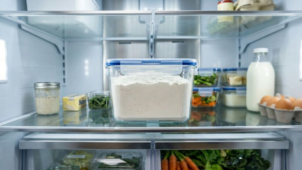 Armazenar-na-geladeira-3-1024x576 Pare de guardar a farinha de trigo aberta no armário da despensa: essa é a maneira correta de armazenar na geladeira para evitar o surgimento de bichinhos