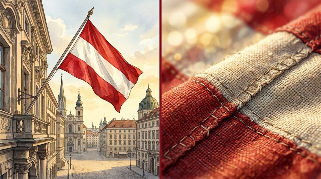 Por que a bandeira da Áustria tem vermelho e branco, e qual a origem histórica dessas cores que atravessaram séculos?