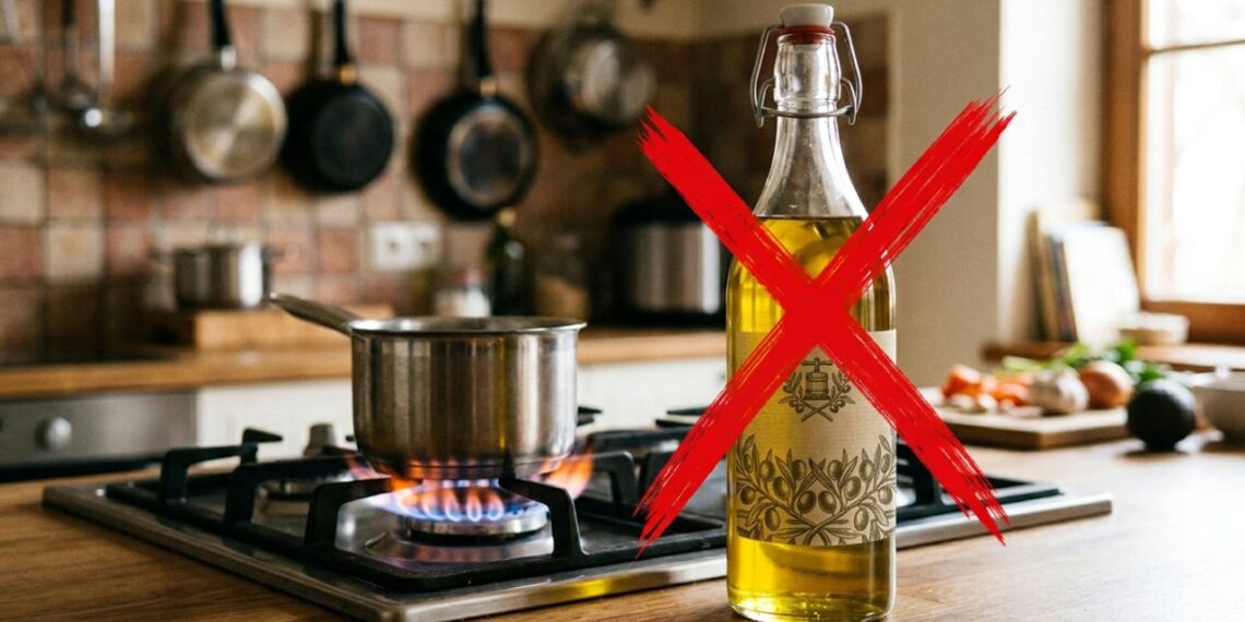 Pare de guardar a garrafa de azeite de oliva de luxo ao lado das chamas do fogão: essa é a maneira correta de colocá-lo no armário escuro para o calor não queimar os nutrientes