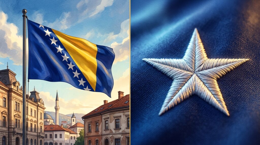 Azul e ouro na Bósnia: por que a bandeira escolheu as cores da União Europeia