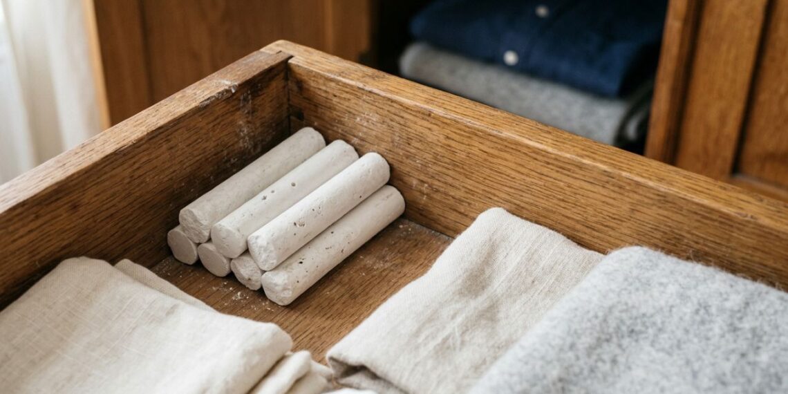 Colocar pedaços de giz escolar branco nos cantos do guarda-roupa: para que serve e por que você deve fazer isso para sugar a umidade do móvel
