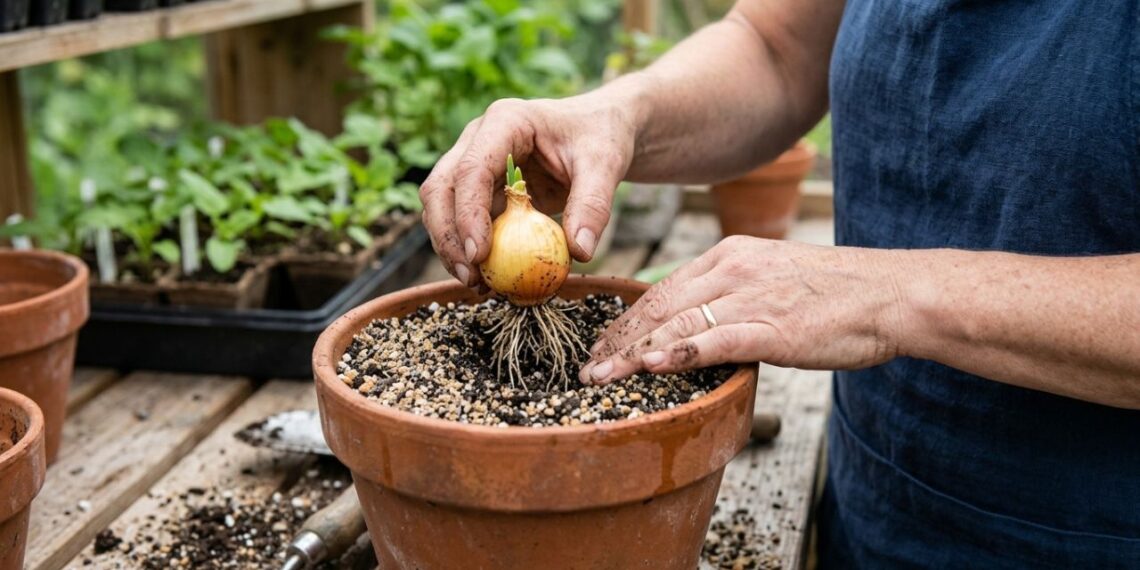 Como plantar cebola reaproveitando a base cortada com o solo certo para enraizar rápido e crescer forte