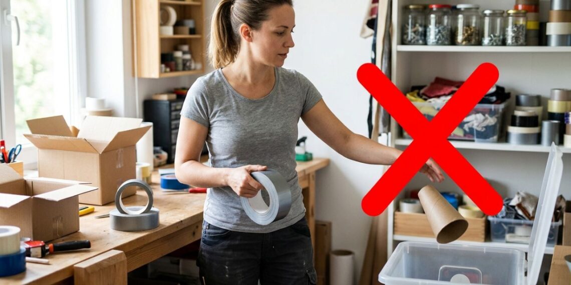 Não jogue os cones vazios de papelão da fita adesiva larga fora: ideias para reutilizar esses aros espessos colados no fundo de grandes vasos pesados para não arranhar o piso porcelanato