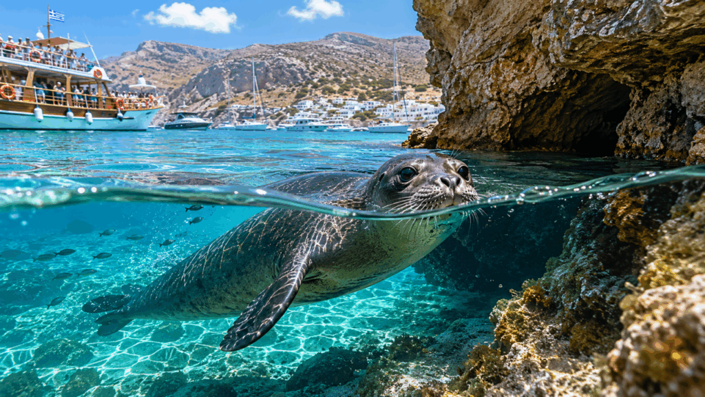Porque as focas se sentem ameaçadas e trocam as praias por cavernas escondidas para fugir dos turistas