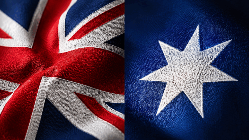 Por que a bandeira da Austrália exibe a Union Jack e estrelas brancas, e o que elas simbolizam?