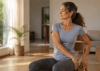 Sem academia, sem tapete, sem desculpa: yoga na cadeira para quem quer se mover depois dos 60