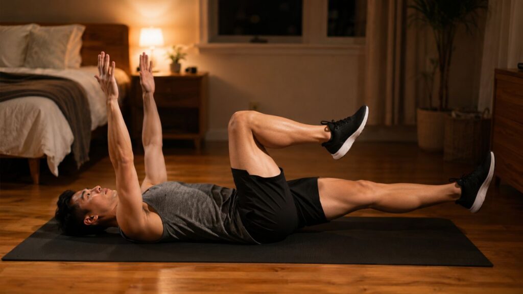 5 minutos de abdômen antes de dormir: o que esse hábito faz com sua musculatura em 4 semanas