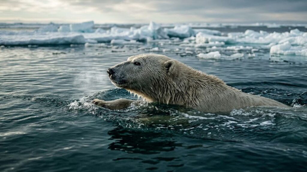 O urso-polar nada por 9 dias seguidos em águas geladas e o que acontece com seu metabolismo durante essa travessia