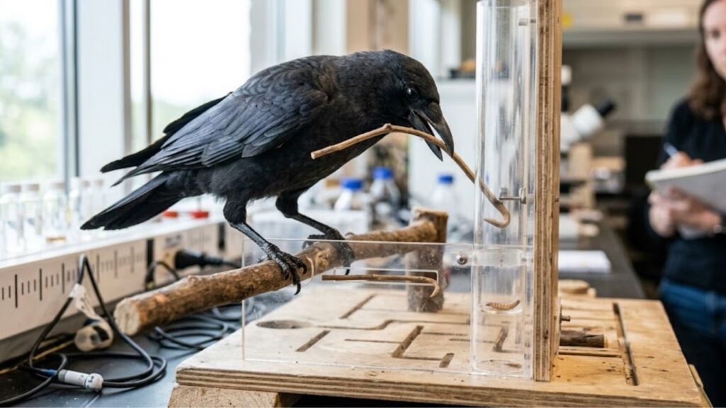 O corvo-da-nova-caledônia que fabrica ferramentas do zero, resolve quebra-cabeças em sequência e demonstra planejamento futuro que supera crianças de até 7 anos