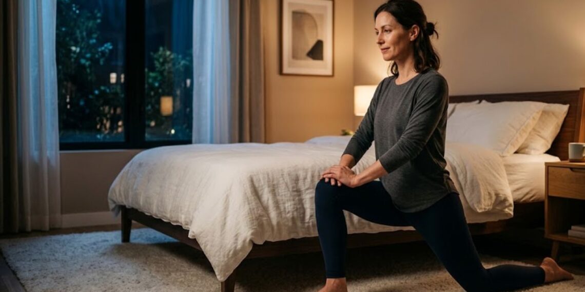Alongamento antes de dormir: o que acontece com o corpo de quem pratica 10 minutos por noite durante um mês