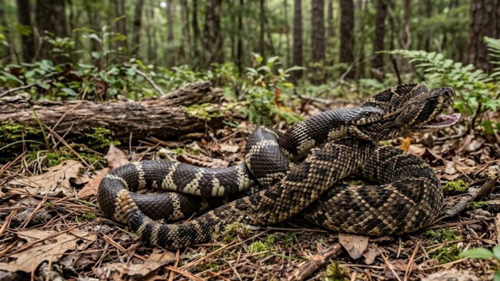 A cobra-rainha que é imune ao veneno de cascavel, caça e devora outras cobras venenosas e usa o veneno dos rivais como defesa contra predadores maiores