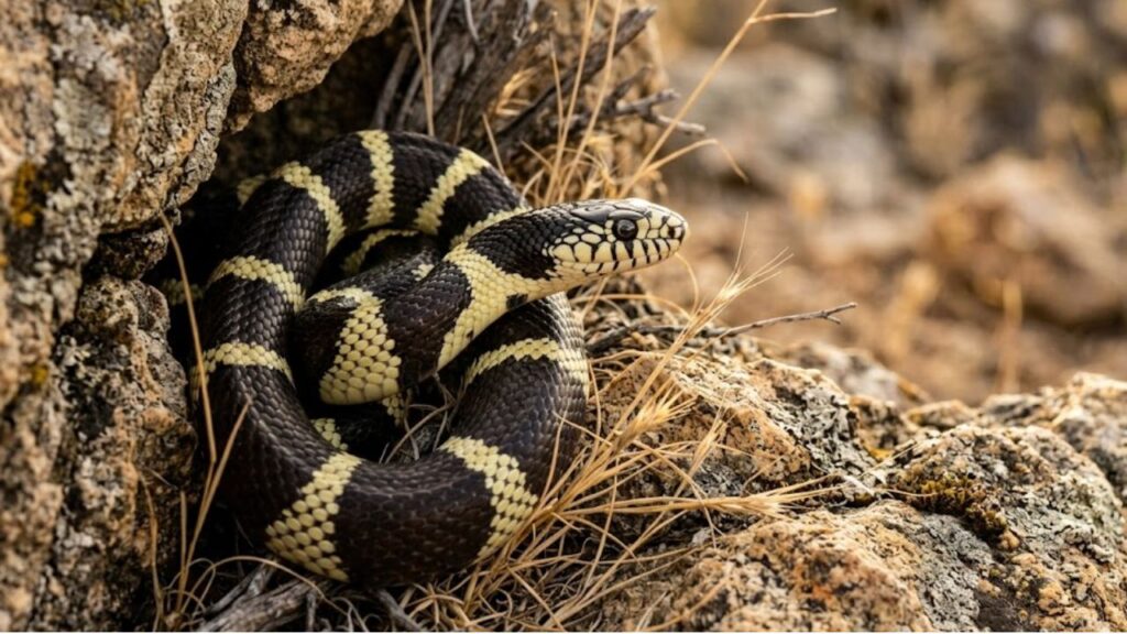 A cobra-rainha que é imune ao veneno de cascavel, caça e devora outras cobras venenosas e usa o veneno dos rivais como defesa contra predadores maiores