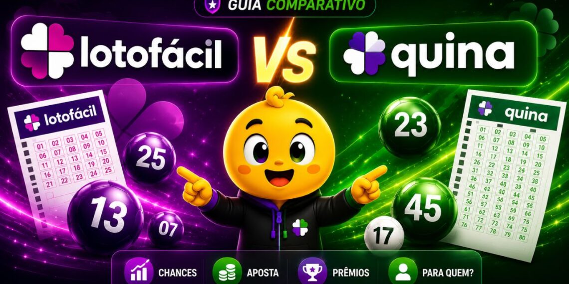 Comparação entre Lotofácil e Quina — qual loteria tem mais chance de ganhar