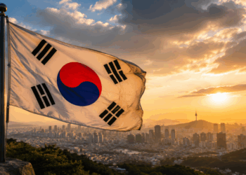 Por que a bandeira da Coreia do Sul possui símbolos pretos ao redor de um círculo vermelho e azul, e o que eles significam?