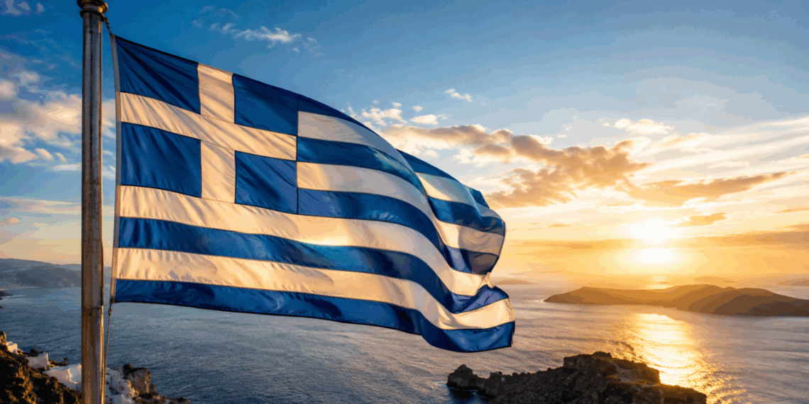 Por que a bandeira da Grécia é azul e branca com uma cruz, e como ela se relaciona com a identidade do país?
