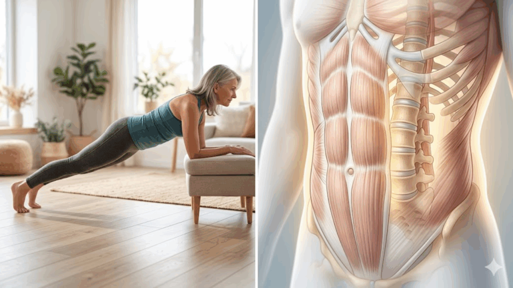 5 exercícios de core para mulheres acima de 45 que não usam equipamento para faze em casa
