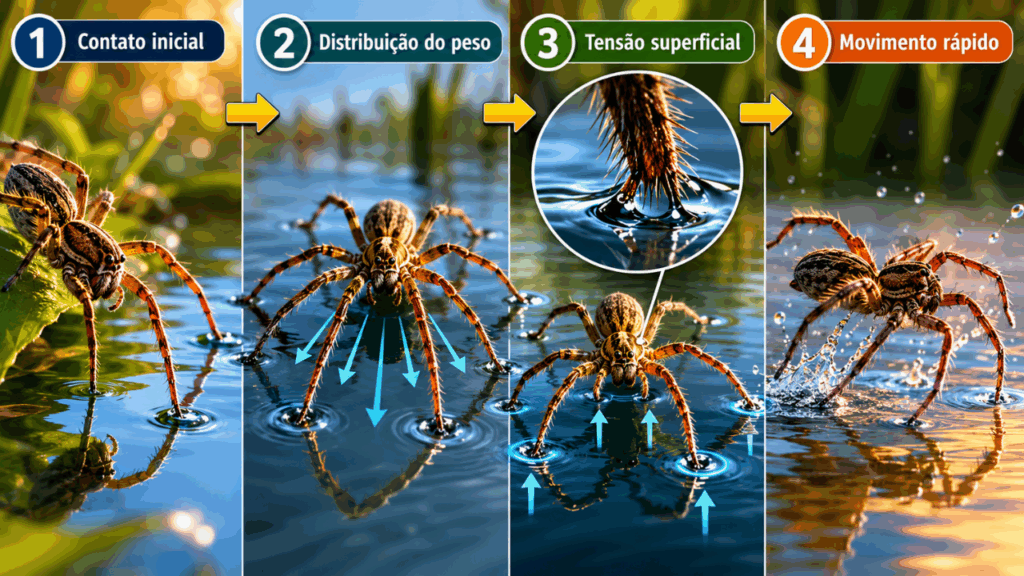A aranha que consegue caminhar na água como se fosse uma superfície sólida