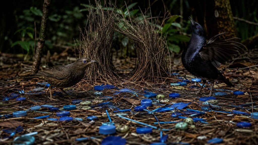 O pássaro que decora o ninho com objetos azuis para atrair parceiras e a lógica evolutiva por trás desse comportamento