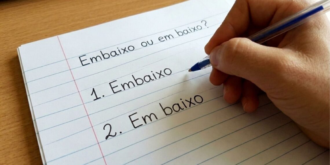"Embaixo" ou "em baixo": qual a forma correta no português brasileiro?