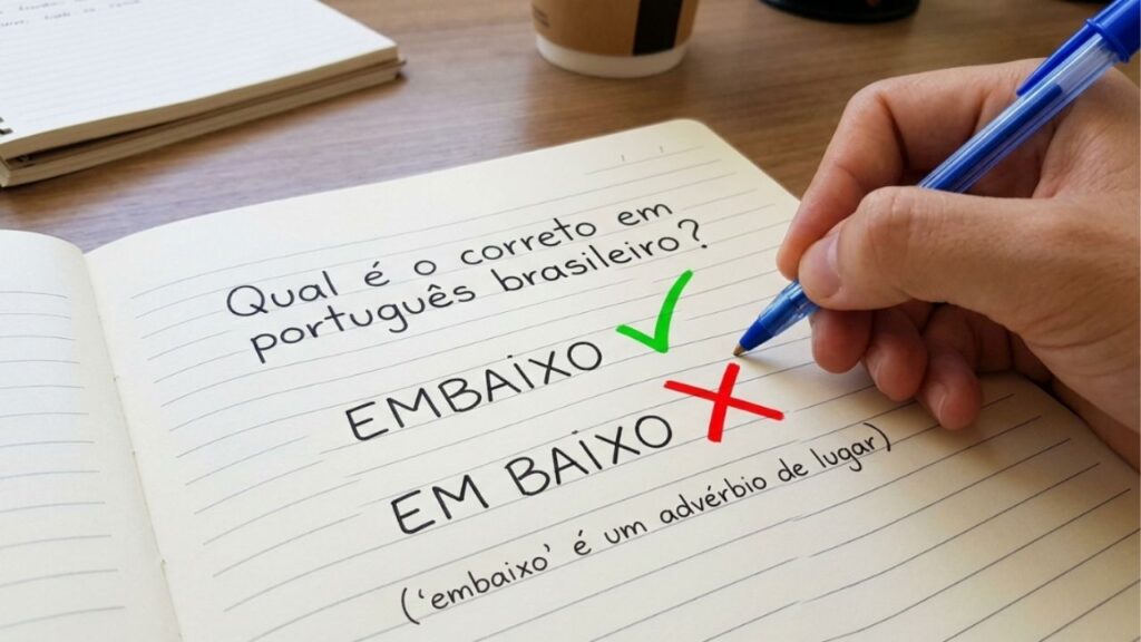 "Embaixo" ou "em baixo": qual a forma correta no português brasileiro?