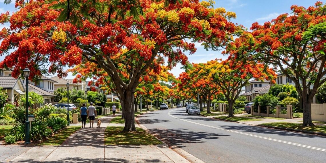 Essa árvore é ideal para a sua calçada: não racha o piso, proporciona sombra rápida e dá flores vermelhas radiantes