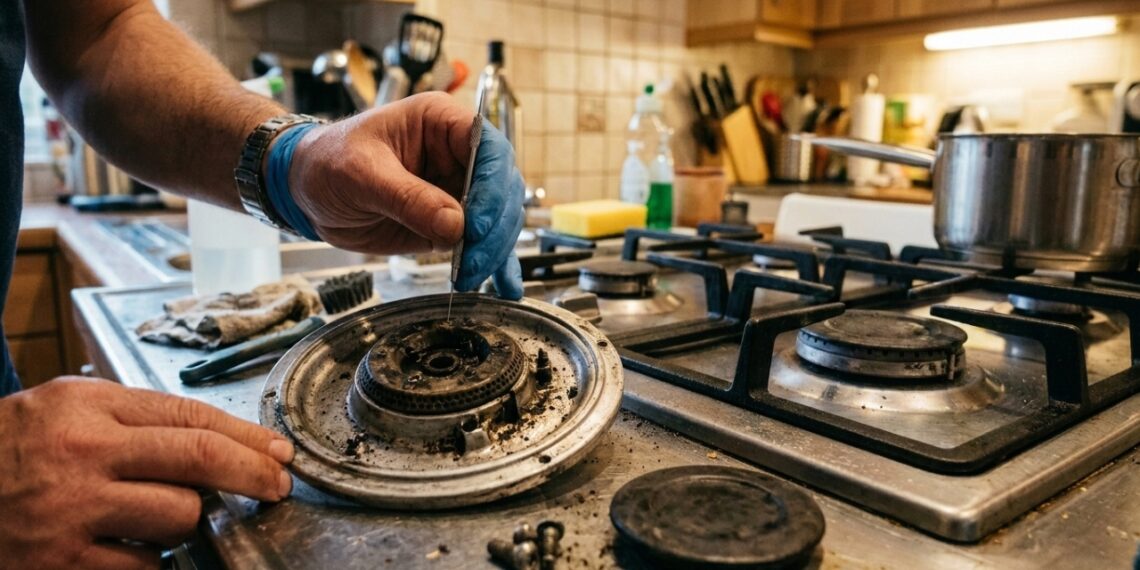 Como desentupir a boca do fogão a gás que parou de sair fogo: o truque fácil de limpar os furinhos com agulha ou clipe de papel que sempre funciona