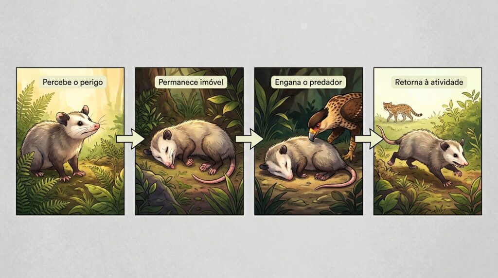 Gambá finge morte: o animal que engana predadores com a estratégia mais simples