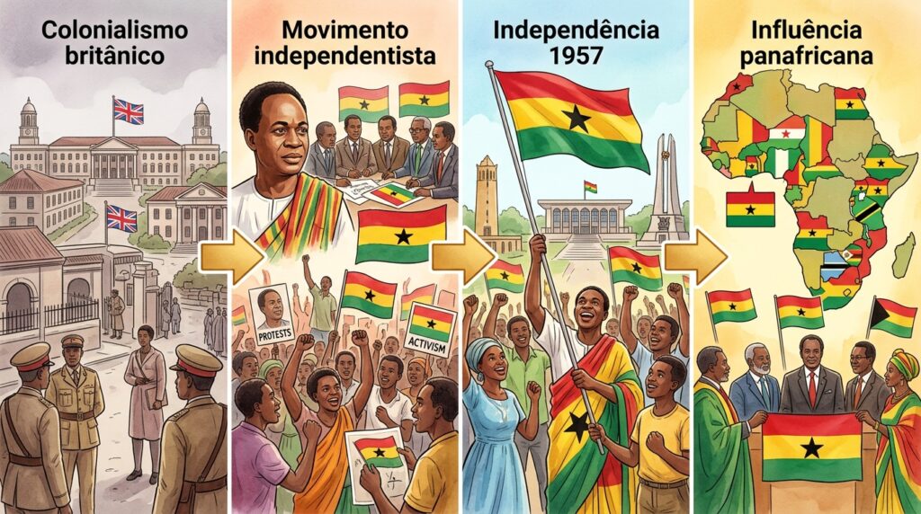 Por que a bandeira da Gana tem vermelho, amarelo e verde com uma estrela negra no centro, e qual a origem real dessas cores que poucos conhecem