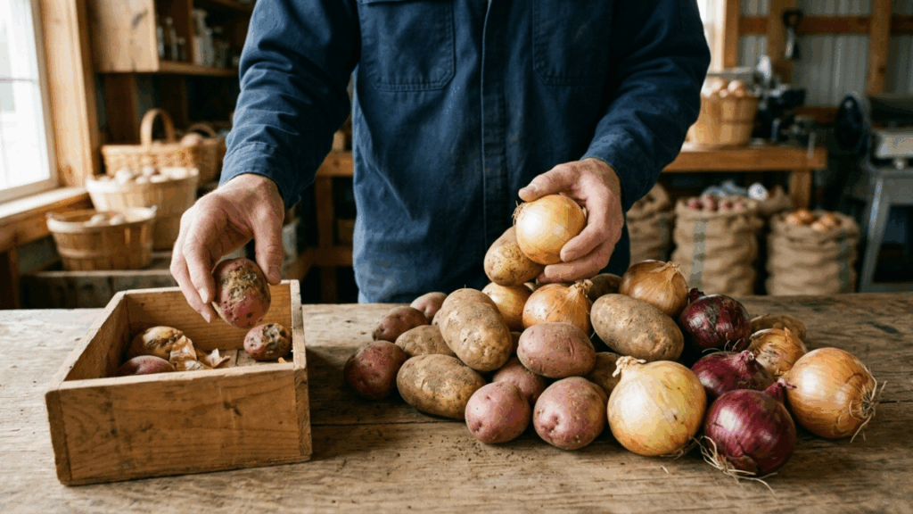 Guardar-a-cebola-3-1024x576 Pare de guardar a cebola no mesmo cesto da batata: essa é a maneira correta de separar os dois vegetais para evitar que os gases acelerem o apodrecimento